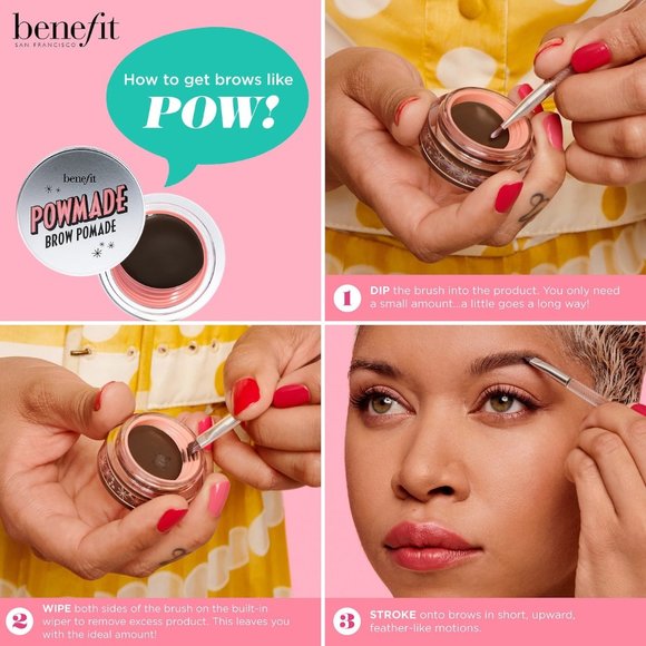 NIB Benefit Cosmetics POWmade Waterproof Brow Pomade .17 oz, 3- Warm Light Brown - Picture 7 of 10